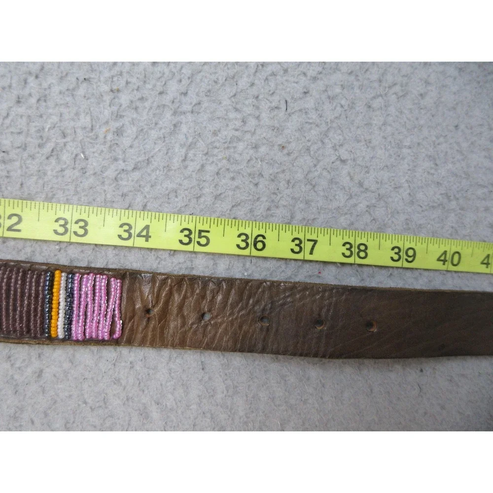 Beaded Leather Belt Women S Brown Multicolor Boho Western Ethnic Coast Artisan